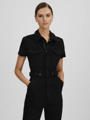 Reiss | Good American Denim Jumpsuit in Black