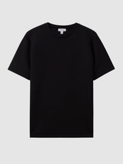Reiss | Interlock Jersey Crew Neck T-Shirt in Black