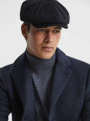Reiss | Wool Blend Baker Boy Cap in Navy