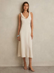 Reiss | Strappy Leather Heeled Sandals in Nude