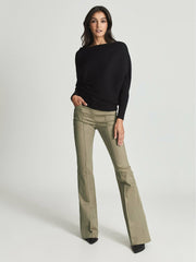 Reiss | Asymmetric Knitted Top in Black