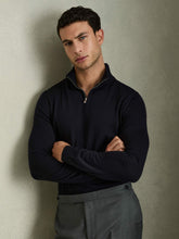 Reiss | Merino Wool Half-Zip Jumper in Navy