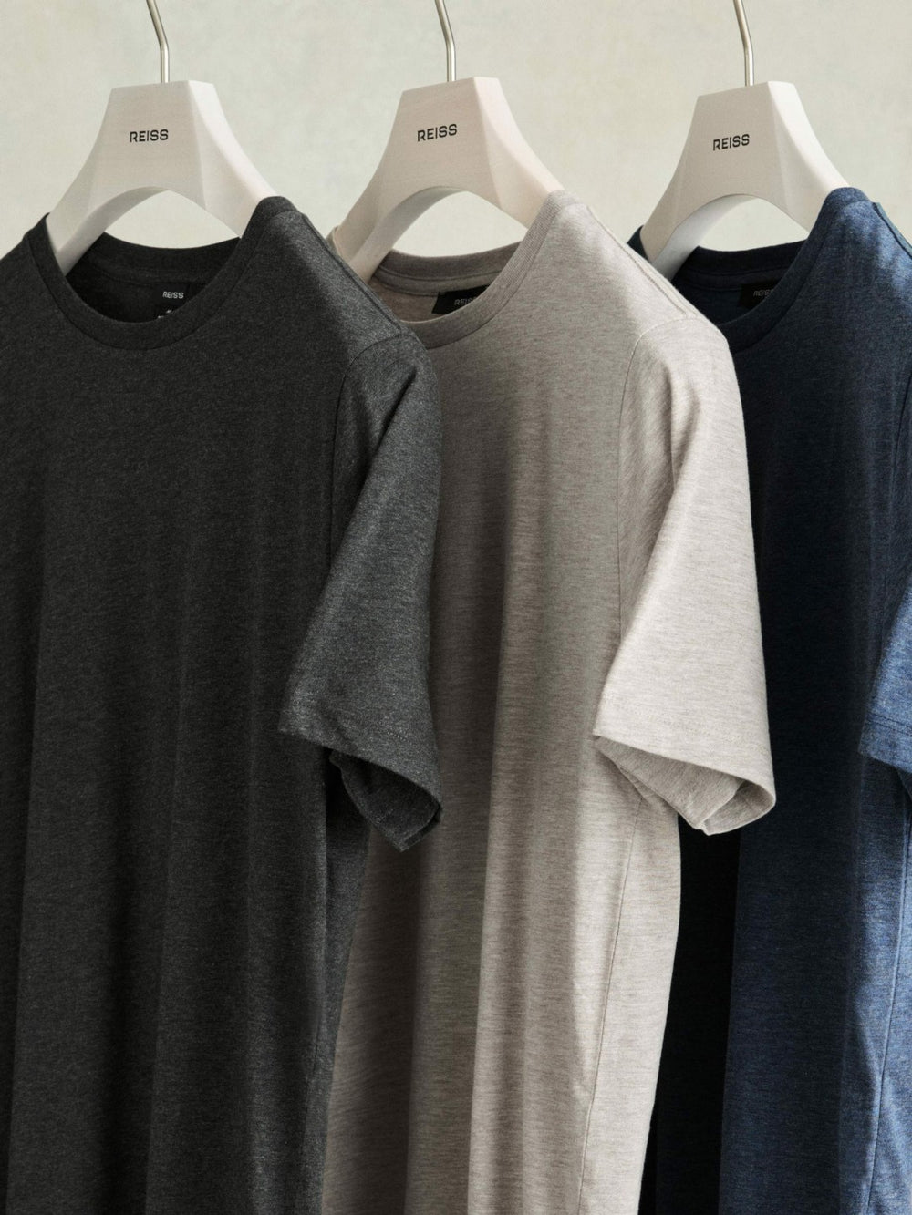 Reiss | Cotton-Jersey Crew-Neck T-shirts 3 Pack in Multi Melange
