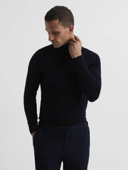 Reiss | Slim Fit Merino Wool Roll Neck Jumper in Navy