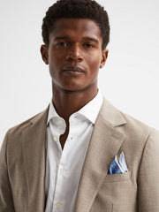 Reiss | Plain Silk Pocket Square in Airforce Blue