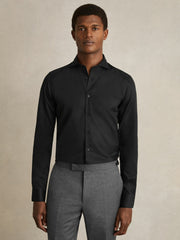 Reiss | Slim Fit Cotton-Twill Two-Fold Shirt Slim-Fit in Black