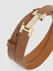 Reiss | Leather Square Hinge Belt in Tan