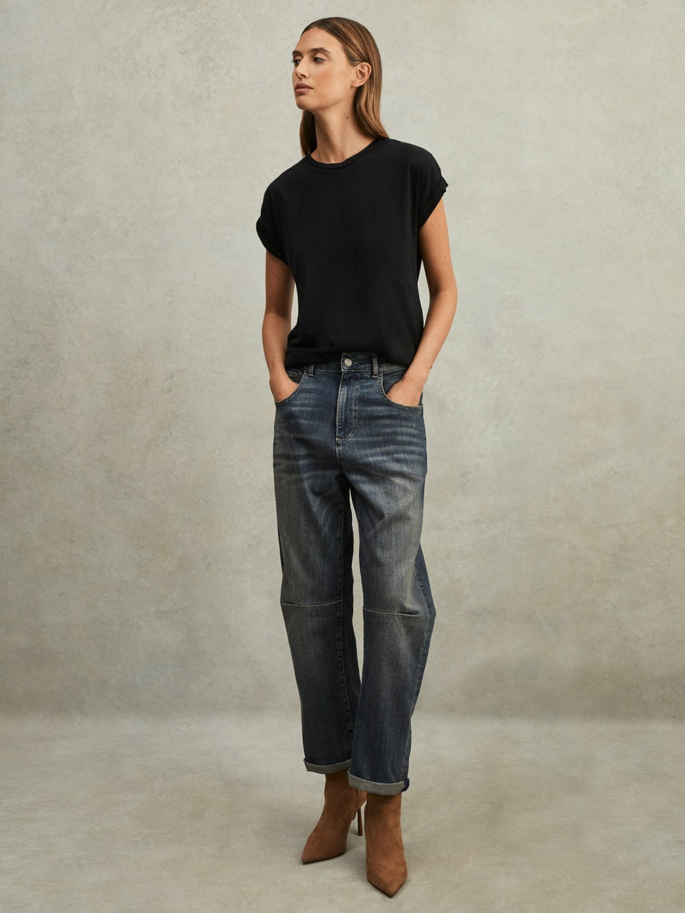Reiss | Cotton-Jersey Crew Neck T-Shirt in Black