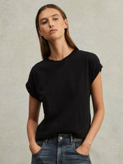 Reiss | Cotton-Jersey Crew Neck T-Shirt in Black