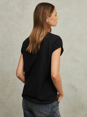 Reiss | Cotton-Jersey Crew Neck T-Shirt in Black