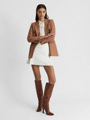 Reiss | Leather Knee High Boots in Tan