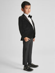 Reiss | 4-9 yrs Single Breasted Velvet Blazer in Black