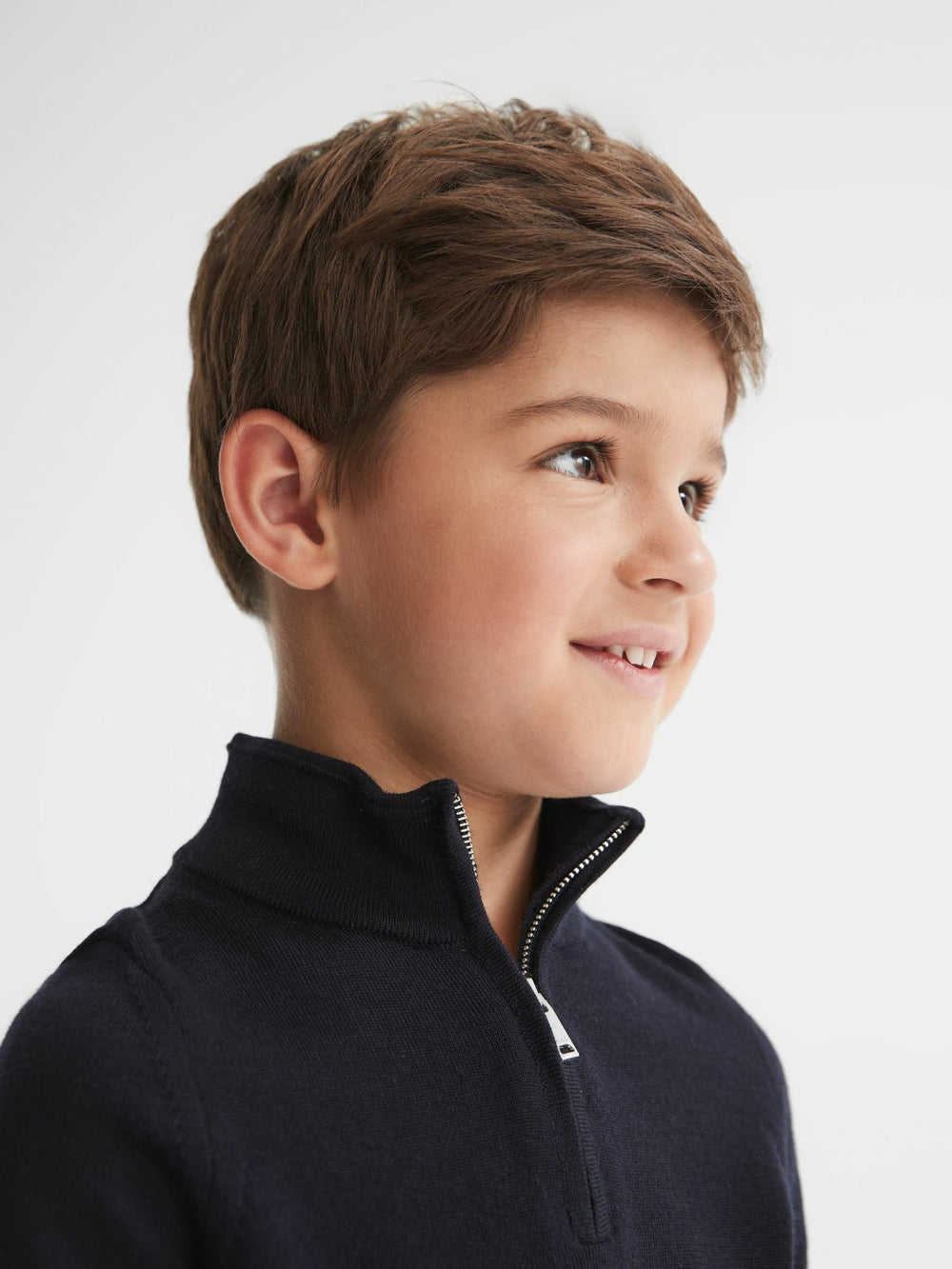Reiss | 9-14 yrs Merino Wool Zip-Neck Jumper in Navy