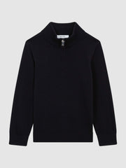Reiss | 9-14 yrs Merino Wool Zip-Neck Jumper in Navy