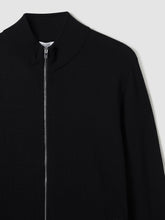 Reiss | Merino Wool Zip-Through Cardigan in Black