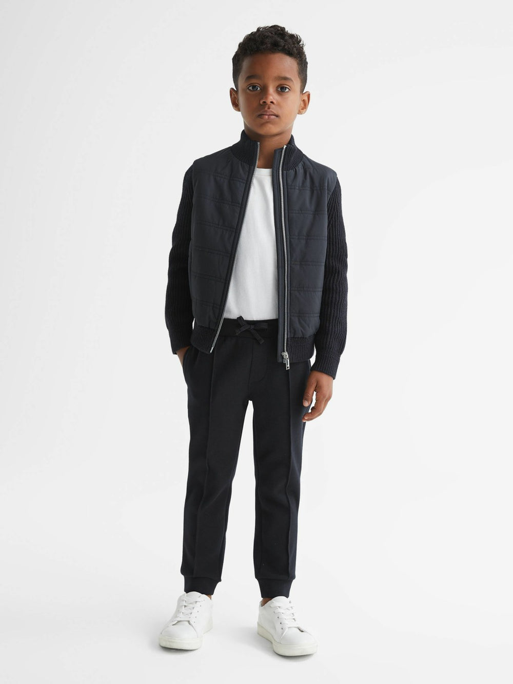 Reiss | 3-9 yrs Hybrid Zip Through Quilted Jacket in Navy