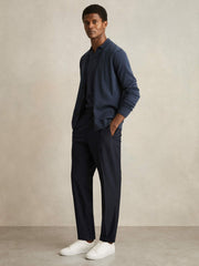 Reiss | Relaxed-Fit Pleated Tapered Trousers in Navy