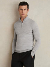Reiss | Merino Wool Half-Zip Jumper in Soft Grey Mouline