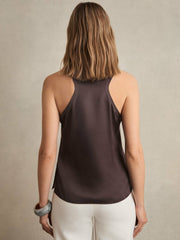 Reiss | Silk Scoop-Neck Vest in Mauve