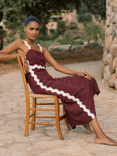 Reiss | Wave-Trim Crepe Midi Dress in Burgundy