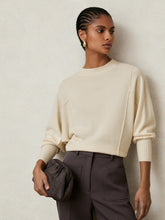 Reiss | Wool-Blend Reverse-Seam Batwing Jumper With Cashmere in Cream