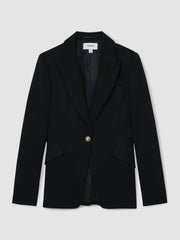 Reiss | Single-Breasted Textured Blazer Wool-Blend in Navy