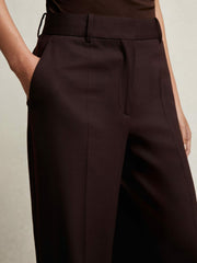 Reiss | Wool-Blend Wide-Leg Suit Trousers in Aubergine