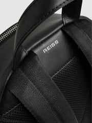 Reiss | Micro-Grain Leather Backpack in Black
