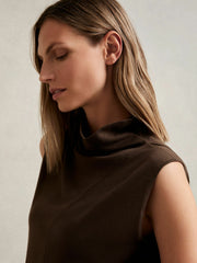 Reiss | Wool Slouched Sleeveless Top in Chocolate