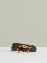 Reiss | Patent Leather Oval Buckle Belt in Chocolate
