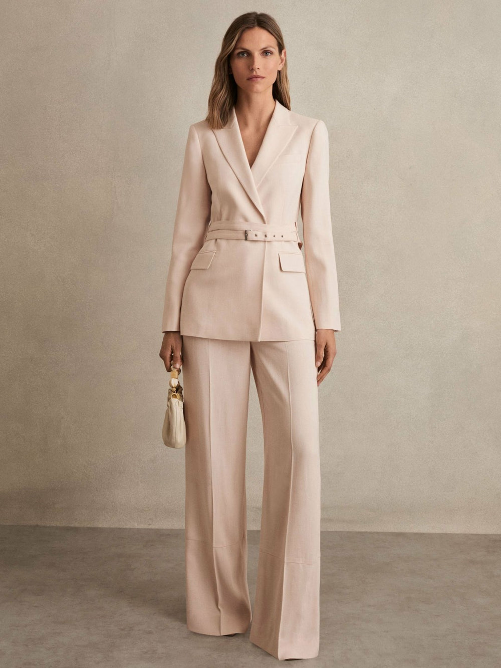Reiss | Petite Wide-Leg Suit Trousers in Pink