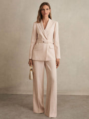 Reiss | Petite Wide-Leg Suit Trousers in Pink