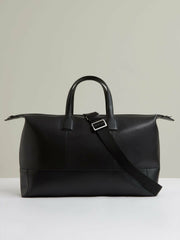 Reiss | Micro-Grain Leather Holdall in Black