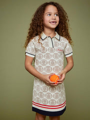 Reiss | 4-9 yrs SmileyWorld Knitted Polo Dress in Off White
