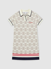 Reiss | 9-13 yrs SmileyWorld Knitted Polo Dress in Off White
