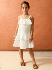 Reiss | 13-14 yrs SmileyWorld Broderie Logo Dress in Ivory