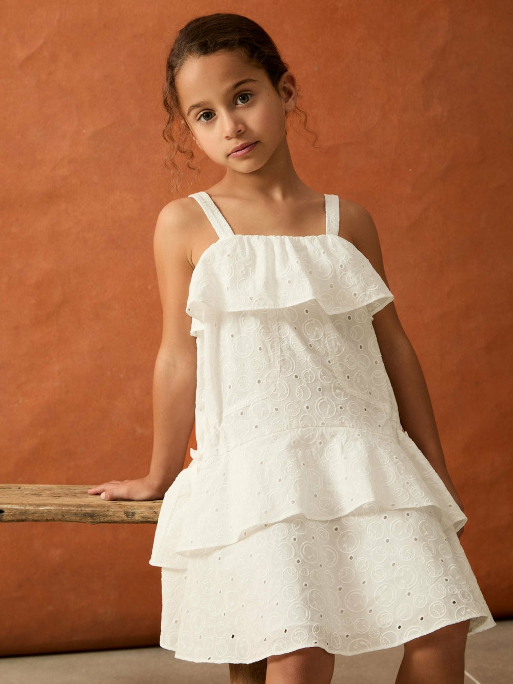 Reiss | 9-13 yrs SmileyWorld Broderie Logo Dress in Ivory