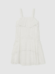 Reiss | 9-13 yrs SmileyWorld Broderie Logo Dress in Ivory