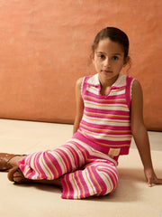 Reiss | 9-13 yrs SmileyWorld Stripe Knit Trousers in Pink