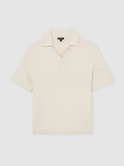 Reiss | Oversize Textured Polo Shirt Cotton-Blend in Off White