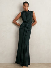 Reiss | Sheer Ruched Maxi Dress in Teal