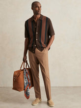 Reiss | Cotton Textured-Knit Stripe Shirt in Brown Multi