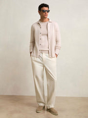 Reiss | Merino Wool Button-Through Cardigan in Beige