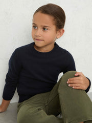 Reiss | 9-13 yrs Wool-Blend Open-Stitch Jumper with Cashmere in Navy