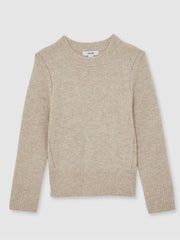 Reiss | 9-13 yrs Wool-Blend Open-Stitch Jumper with Cashmere in Oatmeal