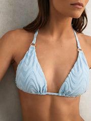 Reiss | Textured Wave Triangle Bikini Top in Blue