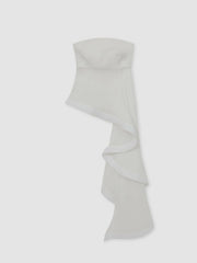 Reiss | Silk Asymmetric-Ruffle Bandeau Top in Ivory