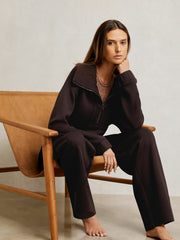 Reiss | Interlock Half Zip Drawstring Hem Sweatshirt in Plum