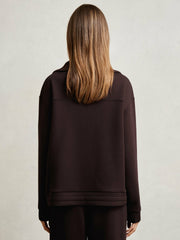 Reiss | Interlock Half Zip Drawstring Hem Sweatshirt in Plum