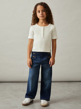 Reiss | 9-13 yrs Cotton Pointelle Button T-Shirt in Ivory